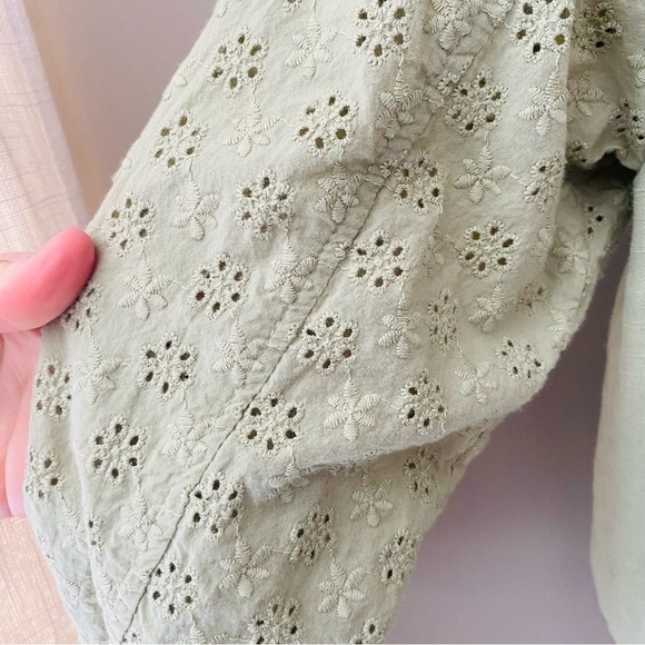 7 For All Mankind Eyelet Sleeve Bomber Jacket Green Sz Small - Picture 8 of 10
